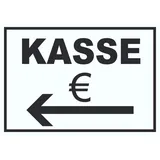 Kasse Pfeil links Schild A4 Rückseite selbstklebend