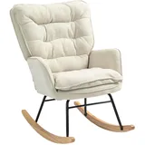 Homcom Schaukelstuhl Schwingsessel Armlehnsessel, Stillsessel mit Chenilleoptik, Schaukelsessel bis 120 kg Belastbarkeit für Schlafzimmer, Wohnzimmer, Sessel, Schaukelstühle