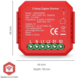 Nedis Power Switch SmartLife Einbaumodul, Doppelter Triac-Dimmer