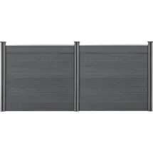 [neu.holz] Lamellenzaun 314 x 165 cm Grau/WPC