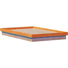 vidaXL Massivholzbett mit LED-Beleuchtung Wachsbraun 120x190 cm Kiefer