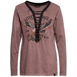 Queen Kerosin Wild Ones Ride Free Damen Langarmshirt, pink, Größe 3XL