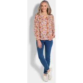 GOLDNER Florale Druckbluse mit V-Ausschnitt orange 54