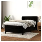 Lattenrost mit Matratze, Schwarz, 90 x 190 cm, Velours, Plattform, mit Lattenhalter, einfache Montage, für Schlafzimmer, Erwachsene