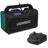 VONROC Baustellenradio 20V - fm, bluetooth & usb Inkl. Akku und Schnellladegerät