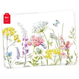 Tischsetmacher Tischsets | Platzsets abwaschbar – Blumenwiese Aquarell bunt – aus Premium Vinyl (Kunststoff – BPA-frei) - 4 Stück - 44 x 32 cm - rutschfeste Tischdekoration!