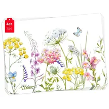 Tischsetmacher Tischsets | Platzsets abwaschbar – Blumenwiese Aquarell bunt – aus Premium Vinyl (Kunststoff – BPA-frei) - 4 Stück - 44 x 32 cm - rutschfeste Tischdekoration!