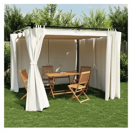 vidaXL Pavillon mit Vorhängen 3 x 3 m Stahl creme