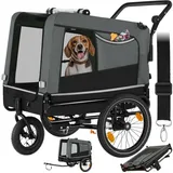 tectake Fahrradhundeanhänger Hundeanhänger, 3in1 multifunktional grau