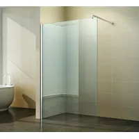Fischer und Adamek Komplettdusche Walk in Duschabtrennung 10 mm Duschwand Duschtrennwand NANO Klarglas, Klarglas, 150cm Querstange 140 cm x 200 cm