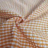Vayliro Seersucker Karierter Stoff Meterware,3m x 145cm Seersucker Stoff Bekleidungsstoff Stoffe zum Nähen Kleiderstoff für DIY Basteln Hemden Kleidungsdekorationen Heimdekoration,Orange A