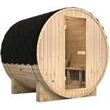 DELUKE Fasssauna Outdoor mit Elektroofen PIET für 4 Personen mit Saunazubehör Außensauna Gartensauna Saunafass Mit Externer Montage