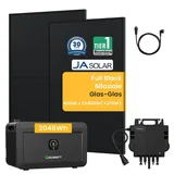 Growatt NOAH 2000 Solarspeicher für Balkonkraftwerk + 2x 450W Bifaziale Solarmodule + 800W Wechselrichter