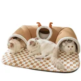 Katzenbett-Tunnel, Katzenspiel-Tunnel, Haustierspielzeug, warmer Unterschlupf, Zelt, Haus, Innen- und Außenbereich, Wand-Eck-Spiele im Freien, weich, gemütlich, Hunde-Tierspielhaus Déco