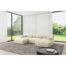 altdecor Wohnlandschaft modulares Sofa Tesso-U1 - 285x160x70 cm Beige Velours