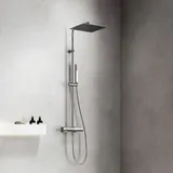 Fortis Spa flat 300 XXL Duschsystem mit Thermostat, Metall-Stabhandbrause und Metall-Kopfbrause extraflach, 1124239PC,