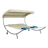 VCM Bindox Doppel-Gartenliege 200 x 180 x 137 cm creme inkl. Sonnendach