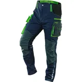 Neo Tools Trousers de Herren-Arbeitshose, 62% Baumwolle, 35% Polyester, 3% Elasthan, Cordura-verstärkter Kniebereich, Seiteneinsätze deof gerippt... - Blau - L