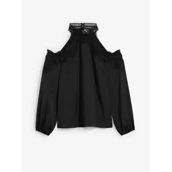 bonprix Tunika mit Cut-Outs und Spitze, schwarz, 38