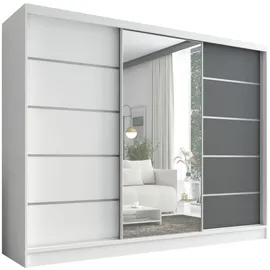 mebloland Schwebetürenschrank AURELIA 1 | weiß | Graphit) /