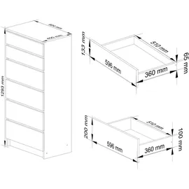 Akord Kommode K60 60 x 130 x 40 cm Weiß / Graphitgrau