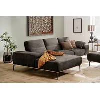 W.SCHILLIG Ecksofa run, Designsofa mit tollem Sitzkomfort, bequem, L-Form, mit Holzsockel, Füße in Schwarz pulverbeschichtet, Breite 299 cm grau