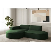 Fun Möbel Ecksofa Ecksofa Designersofa PALMA XS mit Ottomane in Stoff Opera Velvet, Ottomane links oder rechts, Rundumbezug grün