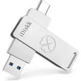 iDiskk 256GB Solid State USB-Flash-Laufwerk, SSD bis zu 500MB/s USB-C und Gen 2 USB3.2 USB Thumb Drive, SSD-Flash-Laufwerk für Type-C iPad/ iPhone15 Android Phone PC/Mac und Tablet