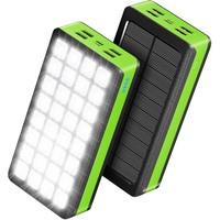 Solar Powerbank 26800 mAh externer Akku, Schnellladung und 32 LED -Lampen, Power Bank Solar Ladegerät Handy Akkupack für Camping Outdoor Kompatibel mit Phone | Android (grün)