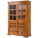 Massivmoebel24 Vitrine Akazie 134 x 50 x 196 cm Honig
