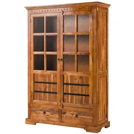 Massivmoebel24 Vitrine Akazie 134 x 50 x 196 cm Honig