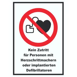 Kein Zutritt für Personen mit Herzschrittmachern oder implantierten Defibrillatoren Schild A5 (148x210mm)