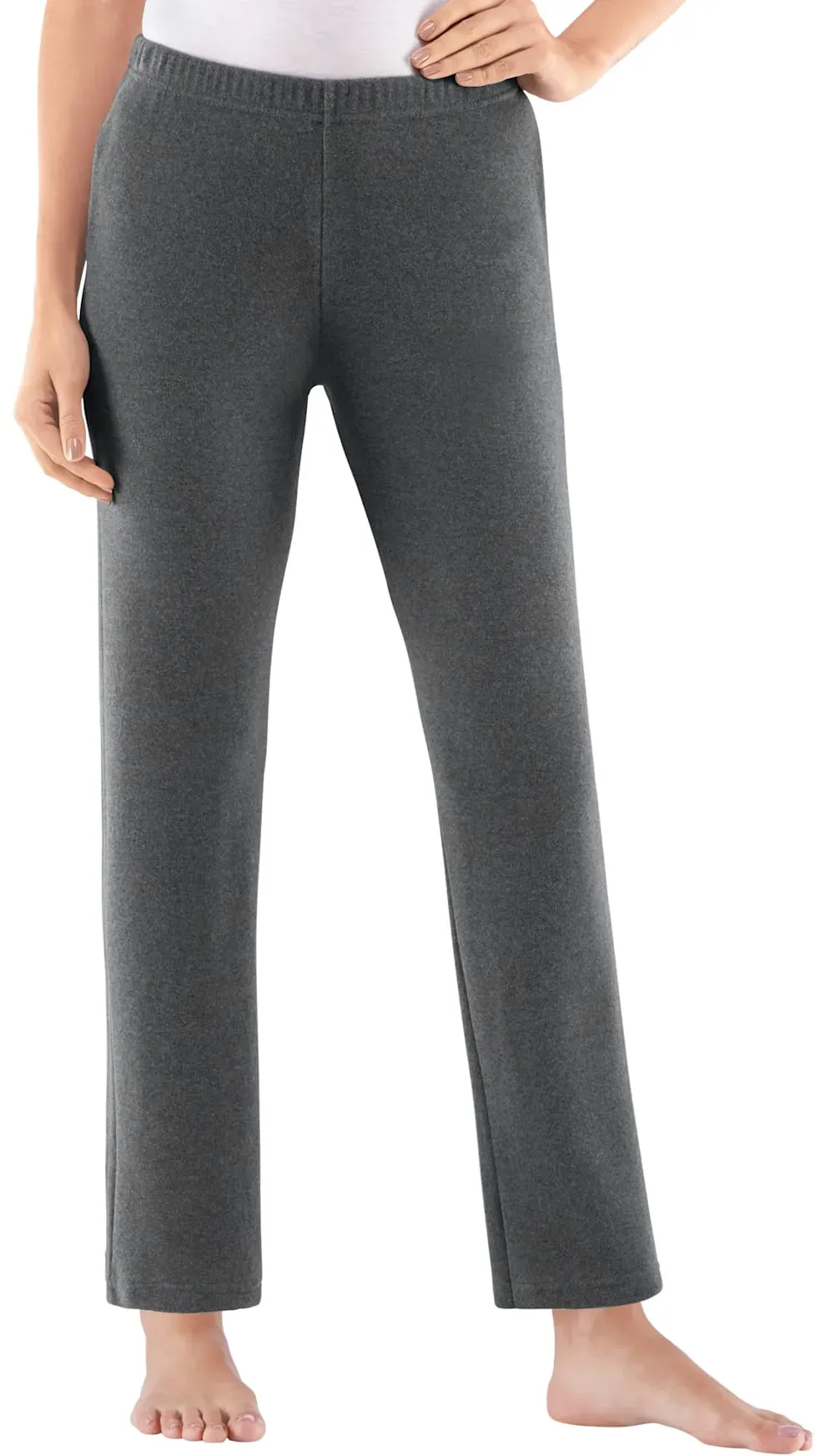 Homewearpants PLANTIER, Damen, Gr. 44/46, Normalgrößen, grau (anthrazit, meliert), 50% Baumwolle, 50% Polyester, unifarben, Hosen