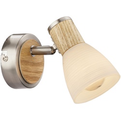 Holz Wand Strahler Lampe Wohn Schlaf Zimmer  Glas Spot verstellbar im Set inkl. LED Leuchtmittel