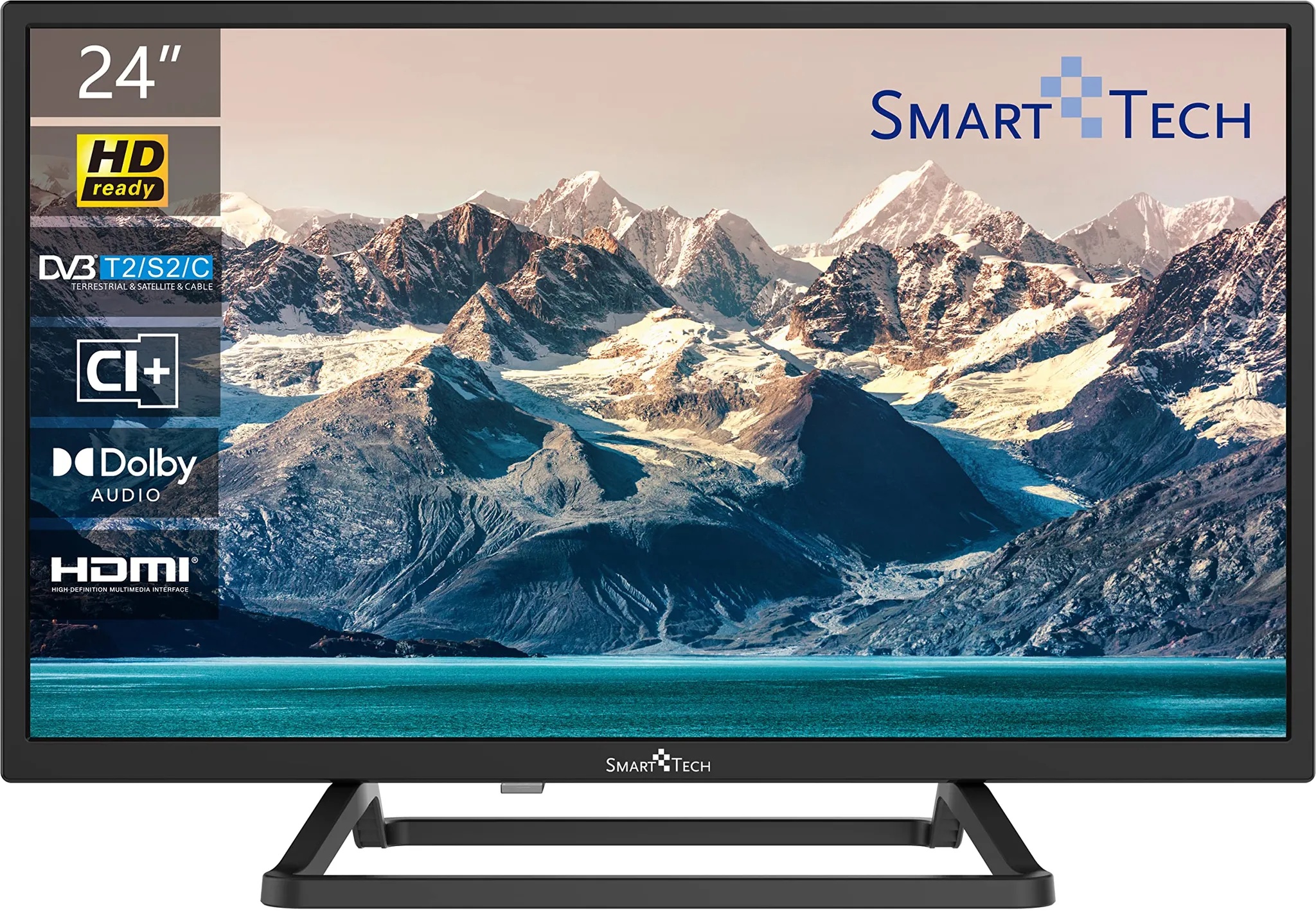 SMART TECH HD LED TV 24 Zoll (60 cm) 24HN10T3, Triple Tuner, Dolby Audio, H.264, 3xHDMI, 2xUSB, Schwarz