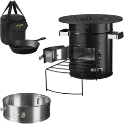Outdoorofen mit Power Ring Raketenofen BBQ Holzofen Grill Kocher