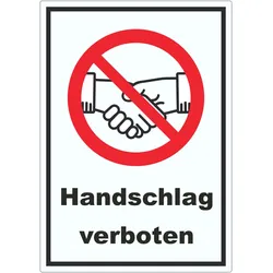 Handschlag verboten Aufkleber kein Händeschütteln Symbol und Text Aufkleber A9 (37x52mm)