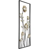 eglo living 3D Wandbild mit Rahmen Wanddeko mit Blumen Metall in Messing 385 x 100 cm