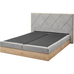 Boxspringbett ED EXCITING DESIGN "Bellevue", grau (grau uran 02 schlamm), B:205cm L:213cm, Komplettbetten, inkl. Bettkasten, wahlweise mit Matratze und Topper