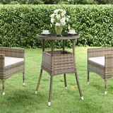vidaXL Gartentisch Ø 60 x 75 cm Hartglas und Poly Rattan Grau