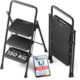 Trittleiter 3 Stufen klappbar stabile Leiter bis 150kg rutschfest & platzsparend
