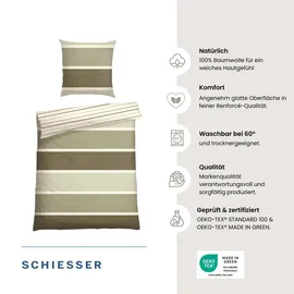 SCHIESSER Brody Gestreift Grün 135 x 200 cm + 80 x 80 cm