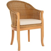 Krines Home Relaxsessel Rattan-Sessel mit Holzbeinen, Sessel aus echtem Rattan- mit Polster, Rattanstuhl, Clubsessel gelb