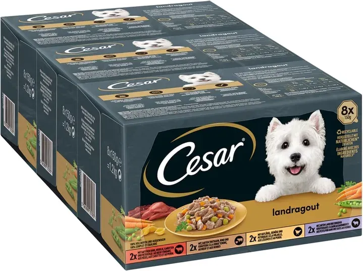 CESAR Schalen-Multipack Landragout Variation in Sauce 3 x 8 x 150 g