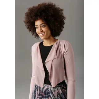 Bolero ANISTON SELECTED, Damen, Gr. 44, rosa (altrosa), Feinstrick, Chiffon, Obermaterial: 95% Viskose, 5% Elasthan. Chiffon: 100% Polyester, unifarben, transparent, feminin, figurumspielend taillenlang, Langarm eingesetzt normaler Saum, Strickjacken, mit leicht transparentem Vorderteil