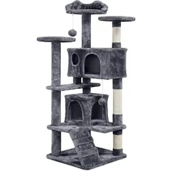 Yaheetech Kratzbaum 138 cm Kletterbaum Katzenkratzbaum mit 3 Aussichtsplattformen und 2 Plüschhöhlen Stabil Katzenbaum für Kleine und mittelgrovüe Katzen