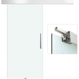 Homcom Glasschiebetür Schiebetür Tür Zimmertür mit Griffstange einseitig satiniert 1025 x 205cm