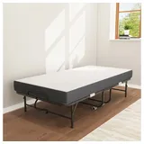 BBWL Bett mit Memory Foam Matratze Rollbett Gästebett faltbar Metallrahmen, mobil stabil platzsparend mit Rollen bis 136 kg belastbar schwarz