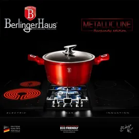 Berlinger Haus BH/1256N Metallic Line Burgundy Kasserolle in Rot mit Deckel Topf Durchmesser 20 cm