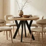 dekori.interiors Runder Ausziehbarer Tisch 100 x 77 x 100 cm Eiche Craft Golden/Schwarz